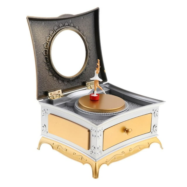 Chica Caja de música Teléfono Caja de joyería amante Regalo Oro Zulema Estuche para guardar joyas