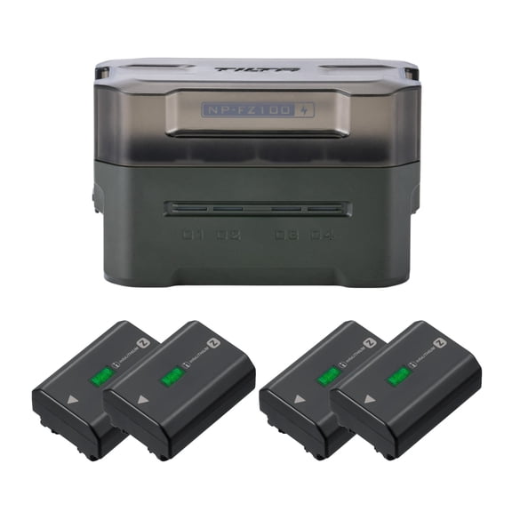 Sony Z-Series NP-FZ100 7.2V 2,280mAh Rechargeable Battery (4-Pack) Bundle with Portable Charging Station (5 Items)