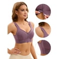 thumbnail image 3 of DARING DIVA Women's Full Coverage Lace Front Closure Vest Sports Bras Purple M, 3 of 6