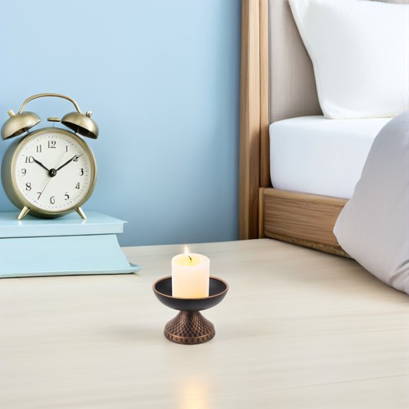 COSMOBETTY Portavelas Decorativo De Hierro Negro Con Acabado Vintage Para Ambientes Románticos Y Rústicos