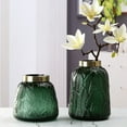 thumbnail image 3 of Florero de cristal con patrón de hojas verdes vintage, ideal for fiestas, bodas, vestíbulos y salas de estar, 3 of 6