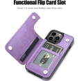 thumbnail image 2 of iPhone 13 Pro Case with Card Holder Heavy Duty Protective Durable Leather RFID Blocking Shockproof Slim Credit Card Slot Wallet Case for iPhone 13 Pro for Women&Girls(Purple Floral), 2 of 14