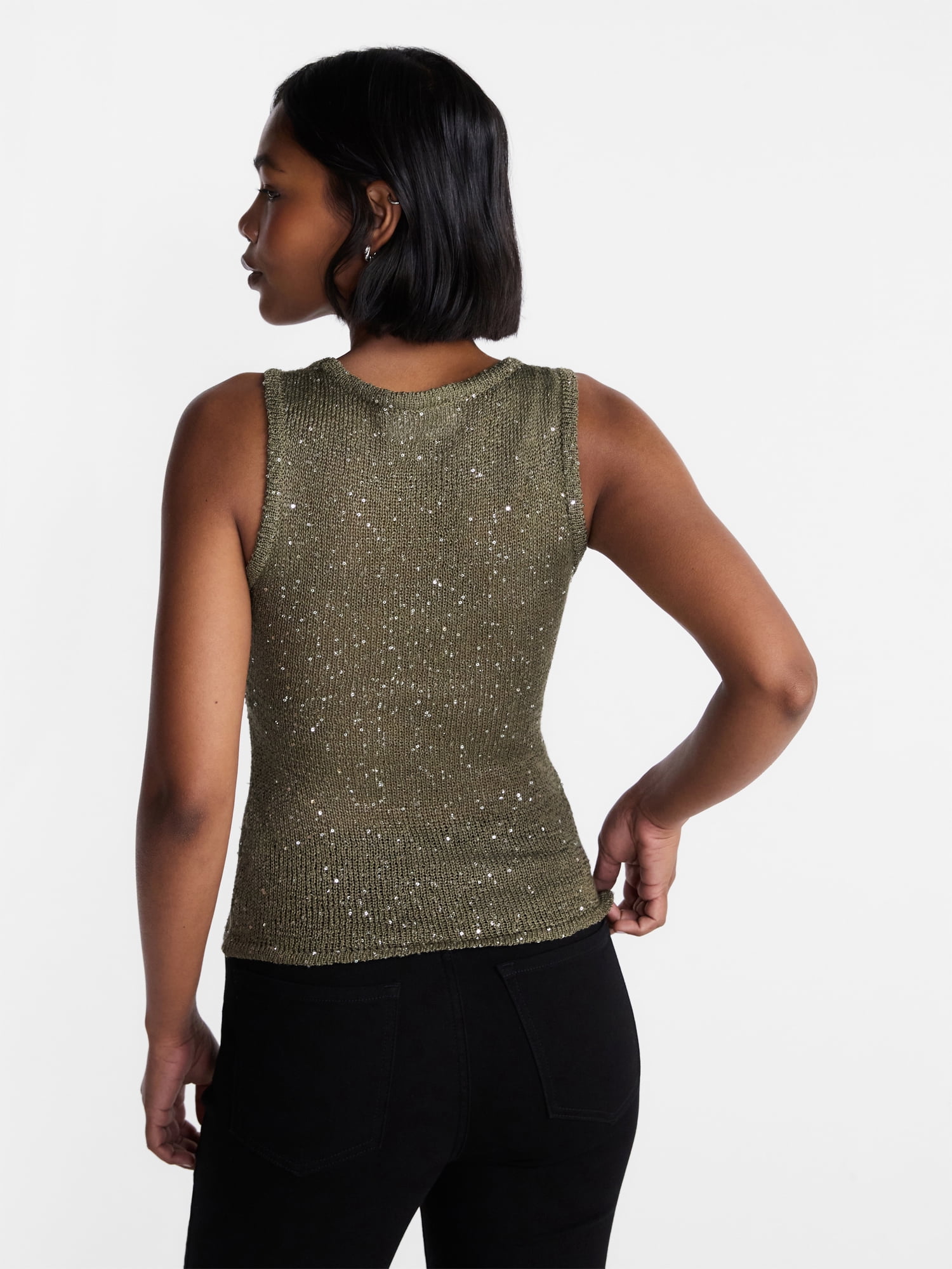 No Boundaries Sequin Sweater Tank Top, Women's and Women's Plus XXS-4X