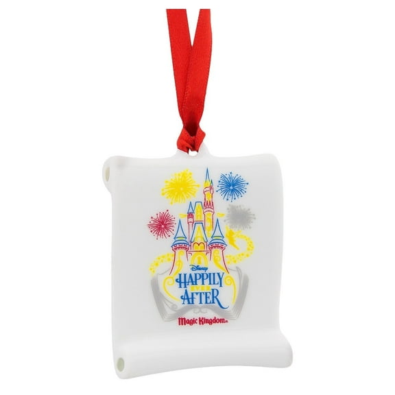 Disney Parks Happily Ever After Ceramic Scroll Ornament New With Tags