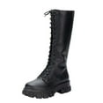 thumbnail image 2 of Viluyesy Womens Tall Boots, Thick Sole Knee High Shoes Lace Up Zipper Fashion Combat Moto Boots Black US9.5, 2 of 9