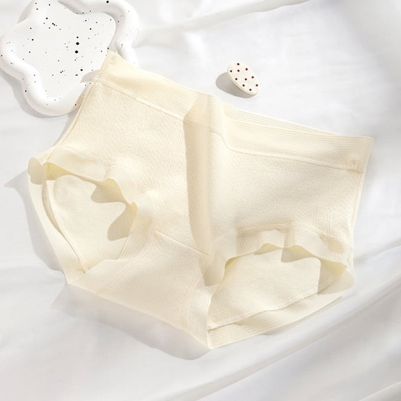 Gapacks Women's XL Cotton Panties - Yellow, Scalloped Edge, Breathable Comfortable, Skin-Friendly Everyday Essential Underwear