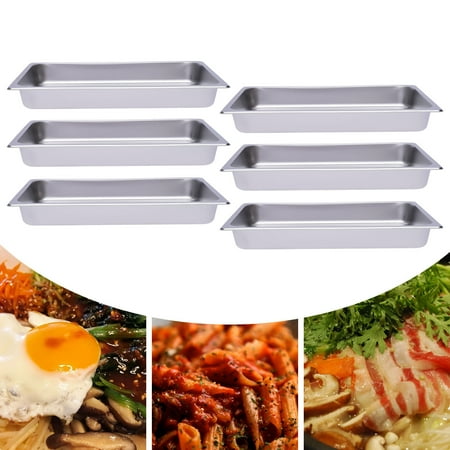 

Oukaning 6 PCS Steam Table Pans Stainless Steel Large Grill Plate Home Restaurant BBQ Platters