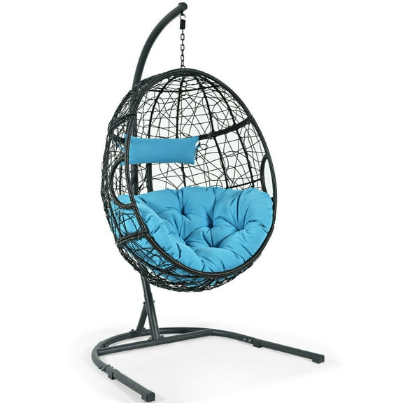 Gymax Hammock Chair, Black and Blue