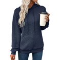 thumbnail image 3 of Sudadera con Capucha para Mujer, Informal, de Larga, con Cordón Ajustable, de Jacquard, Estilo Pulóver, Ropa Holgada. Azul Marino L, 3 of 7