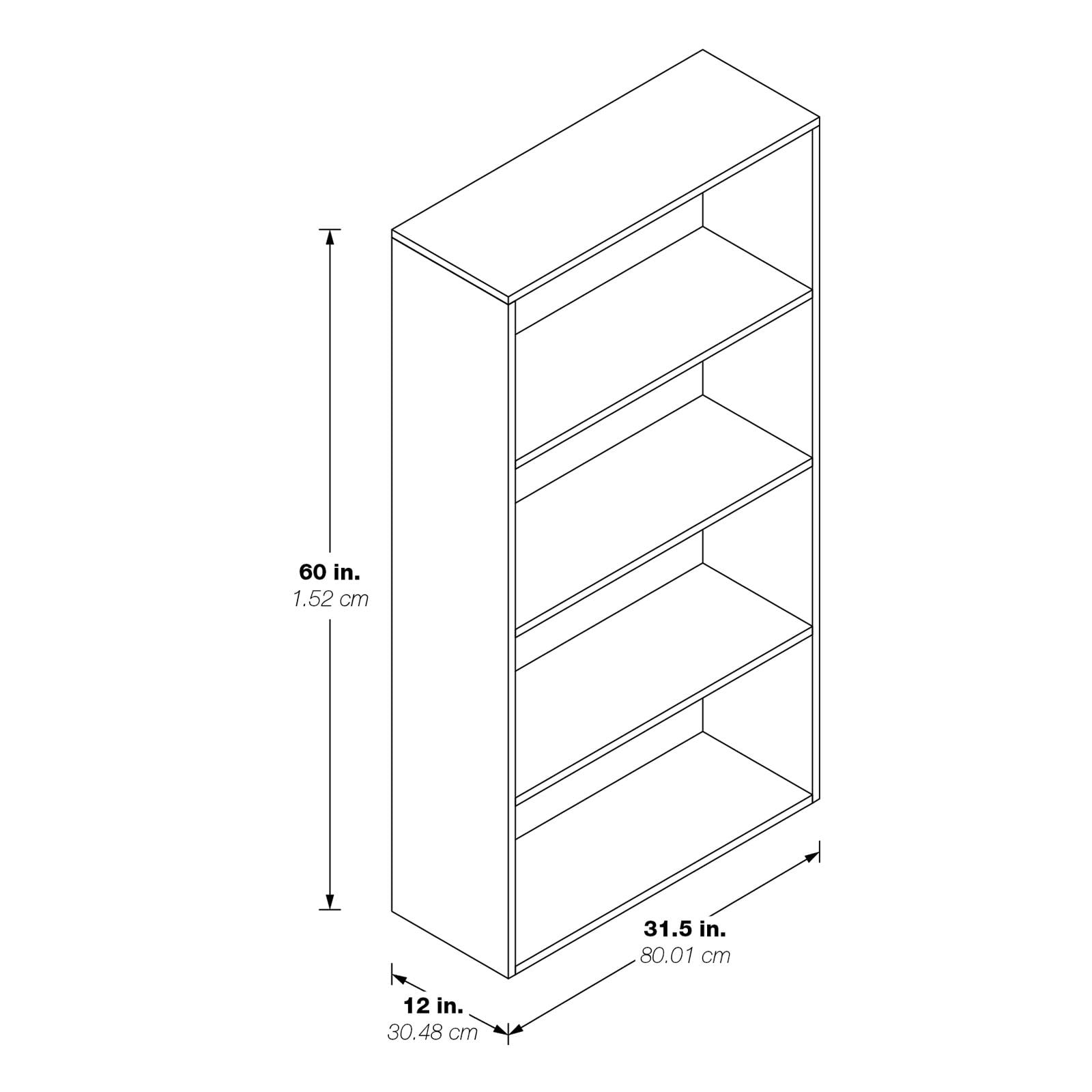 OSP Home Furnishings Prado 60-in 4-Shelf Bookcase with 2 Adjustable Shelves and 2 Fixed Shelves in White