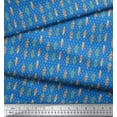 thumbnail image 3 of Soimoi Blue Poly Georgette Fabric Feathers Tribal Print Fabric by Yard 42 Inch Wide, 3 of 3