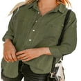 thumbnail image 2 of Women Trendy Jean Shirt Lapel Long Sleeve Button-Up Relax Fit Denim Blouse, 2 of 5