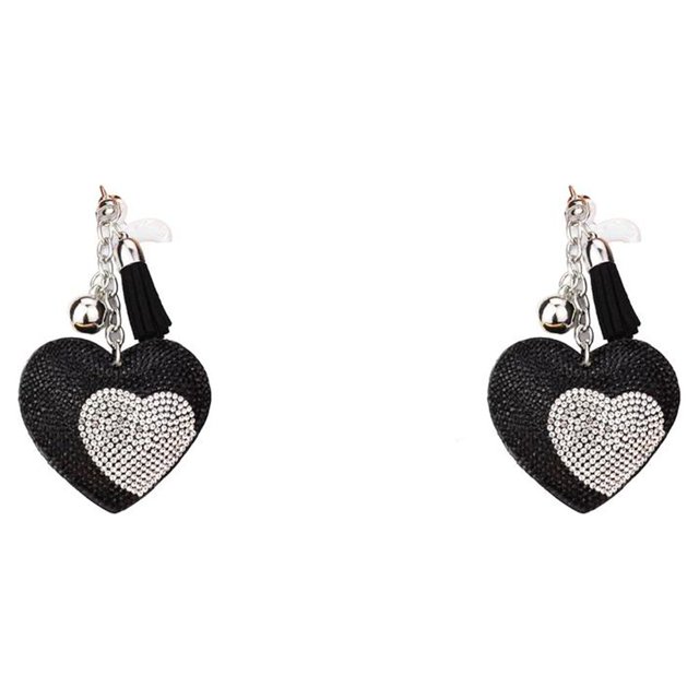 pitrice Keychain Decorations Key Daily Use Heart Keyring Multifunctional Girl Accessories DIY Case Crafts Exquisite Women Pendent Khaki Black Large Size 2Set