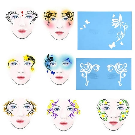 TOPINCN 7styles/set Reusable Face Paint Stencil Body Painting Template Flower Butterfly Facial Design Stencil