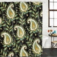 thumbnail image 2 of Black Teal Boho Botanical Shower Curtain, Waterproof Shower Curtains for Bathroom, Southwestern Retro Ethnic Tribal Washable Fabric Bathtub Curtain Set Bath Decor with 12 Hooks Long 72"x84", 2 of 8