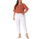 thumbnail image 4 of Blusas de mujer de tallas grandes Agnes Orinda con puntos, cuello en V, volantes, manga corta, tops bohemios de primavera y verano 1X Naranja, 4 of 8