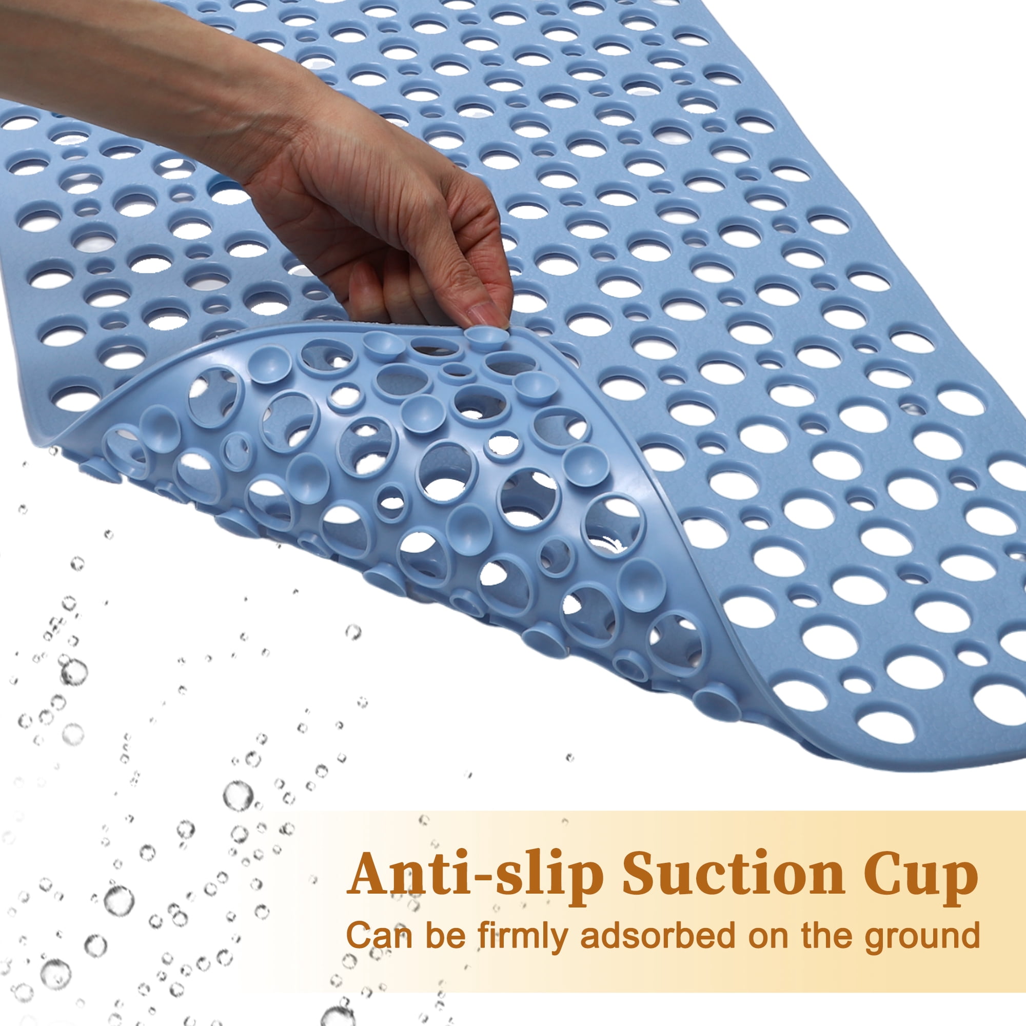 Unique Bargains Nonslip Bathtub Mat Bathtub Shower Mat Machine Washable Bath Mat for Tub Nonslip 34.65"x15.75" Blue