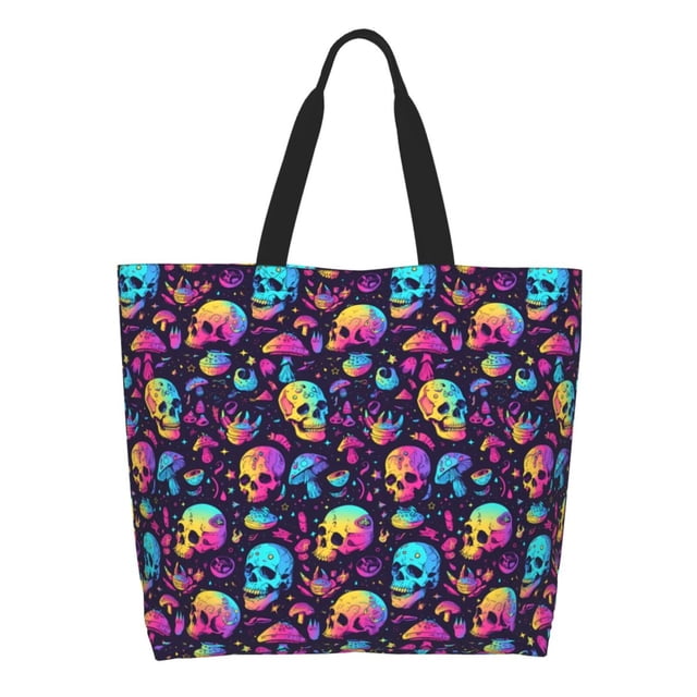 Balery mushroom Skull star Bolsa Tote Estilo Estético con Cremalleras, Bolsa de Hombro, Bolsa de Compras Grande y Plegable