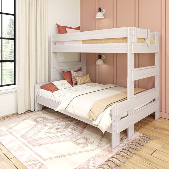 Max & Lily Bunk Bed Twin over Full Size, Modern Farmhouse Solid Wood Bunk Beds for Kids