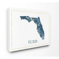 The Stupell Home Decor Florida Minimal Blue Marbled Paper Silhouette Canvas Wall Art
