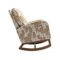 thumbnail image 5 of Rocking Chair, Modern Fabric Upholstered Nursery Glider Rocker Armchair with Padded Cushion and Solid Wood Base, Comfy High Back Single Sofa Chair Leisure Lounge Chair for Living Room, Yellow Leaf, 5 of 7