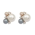 thumbnail image 1 of 2 Pieces Hairpin Headdress Flat Back Non-perforated Design Shiny Rhinestones Beautiful Pearl Flower Buckle for Dancing Party Flower Center 1, 1 of 6