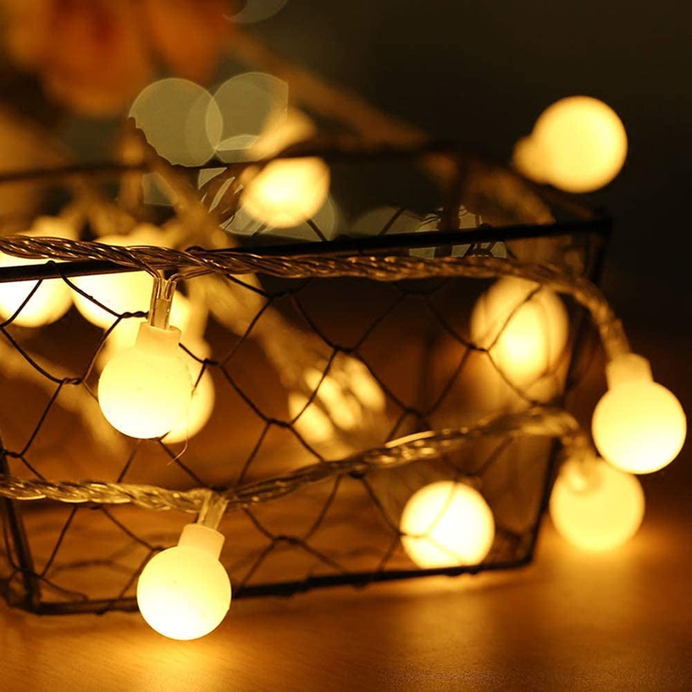 HESHENG 35FT Ball Battery Box String Light Remote Control Room Decoration  Christmas Holiday Party Light Outdoor Camping Decorative Modeling Hanging  Lamp, Warm white 