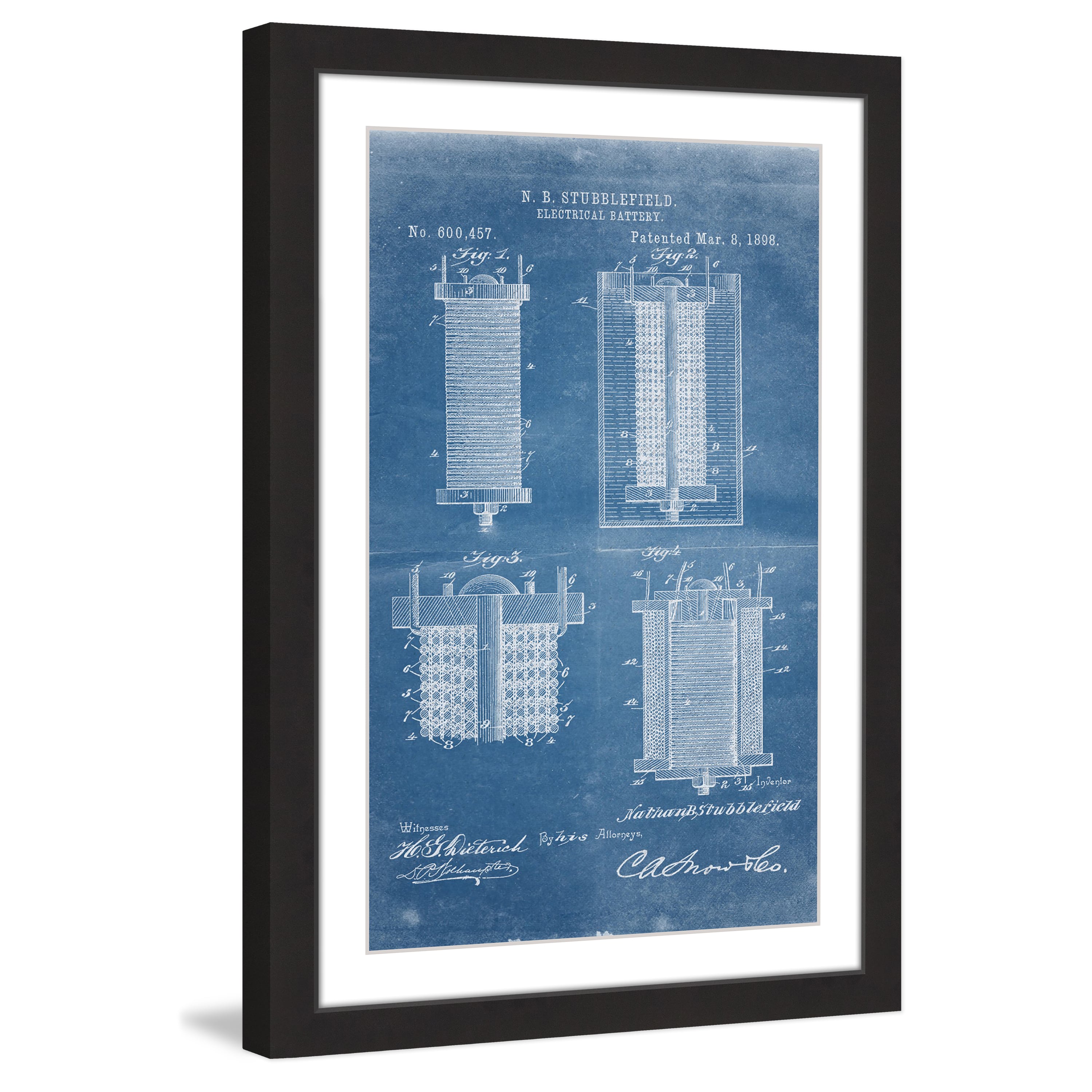 "Battery 1898 Blueprint" Framed Painting Print