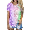 thumbnail image 2 of Camiseta con cuello en V, manga corta, para niña, para mujer, camiseta con estampado de verano, morado, 4XL Yuarrent AP001867-07, 2 of 5
