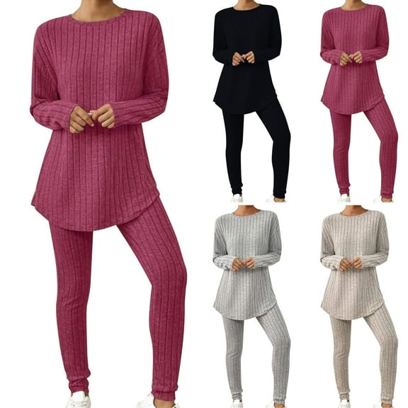 Bovxnpu Two Piece Sets for Women Fall Outfits, Women's Oversized Lounge Set Pullover Top Long Pants Lounge Matching Sets Sweatsuit Tracksuit