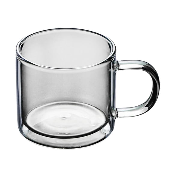 Pitycbo Anti Scalding Glass Cup Round Mouth Drinking Cup Whiskeysv Beer for Home Cafe Grey