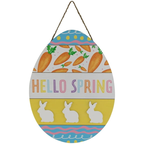 Northlight Hello Spring Easter Egg Wooden Wall Sign - 15.75"