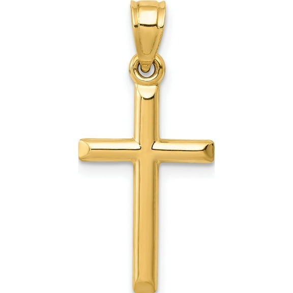 14K Yellow Gold Polished Hollow Cross Pendant (25 X 12) Made In Indonesia c3623