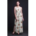 thumbnail image 5 of Bimba Floral Women Printed Crew Neck Side Slits Halter Dress Long Evening Gown-X-Large, 5 of 6