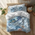 thumbnail image 2 of Sea Turtle Duvet Cover Set Queen Size Ocean Starfish Coral Blue Wood Grain Soft Lightweight Comforter Covers 4 Piece Bedding Set with 1 Duvet Cover 1 Bed Sheet & 2 Pillow Shams, 2 of 8