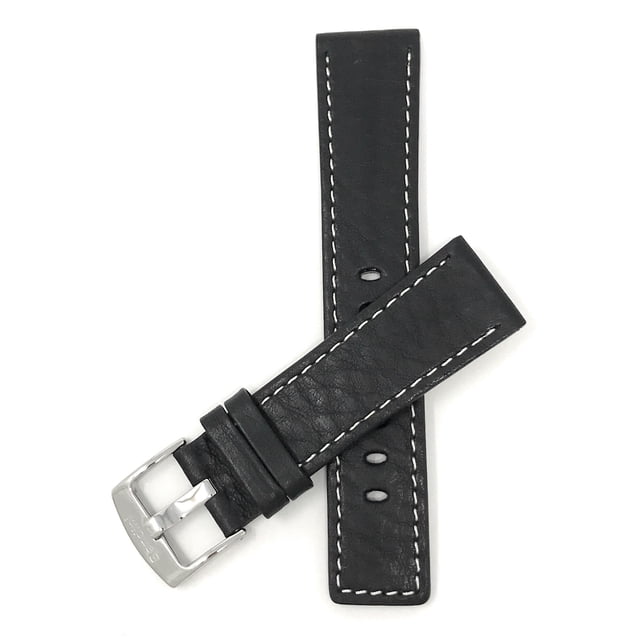 24mm Leather Watch Band Strap, Stainless Steel Buckle