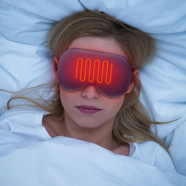 Fiudx Antifaz Térmico para Ojos, Ajustable con Alimentación Por Usb, 3 Niveles de Temperatura, Compresa Caliente Relajante, Ideal para Ojos Cansados, Ayuda para Dormir, Correa Ajustable de Terciopelo