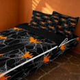 thumbnail image 2 of Erosebridal Spooky Spiderweb Zipper Twin Comforter Sets with Fitted Sheet and 2 Pillowcases, Halloween Bat Zipper Bedding Set for Boys Girls, Black Orange, Black Reversible, 2 of 7