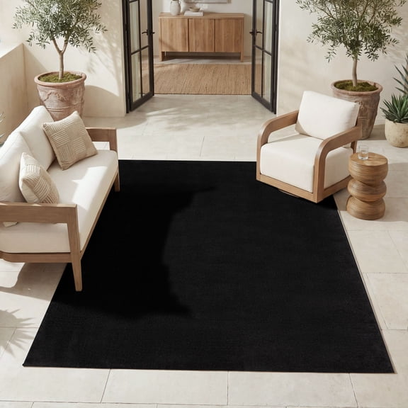 Noursion Essentials Solid Contemporary Black 5' x 7' Area Rug, (5' x 7')