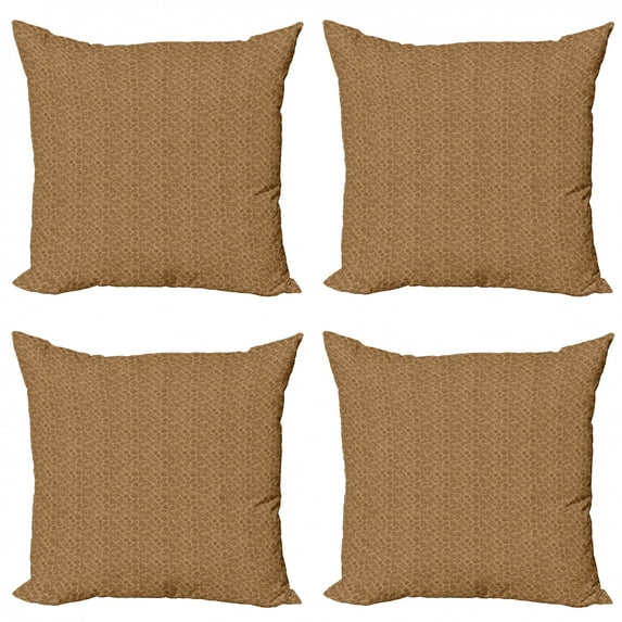 Chocolate Throw Pillow Cushion Case Pack of 4, Abstract Pattern with Spiral Round Forms Swirled Circles Curls Print, Modern Accent Double-Sided Print, 4 Sizes, Pale Brown Chocolate, by Ambesonne