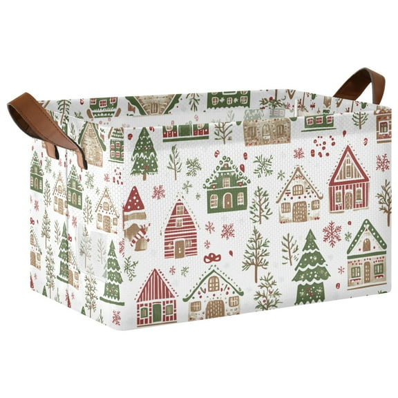 Yayeee Foldable Storage Basket for Shelves with Handles Waterproof Cloth Bins, Brown Christmas House
