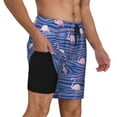 thumbnail image 3 of Daiia Flamingo Mens Swim Trunks Swim Shorts Quick Dry Swim Shorts with Mesh Lining Pockets-Large, 3 of 9