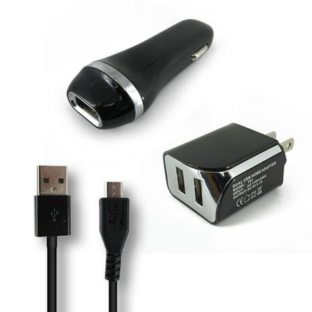 Micromax Canvas Juice 4G Q461 Accessory Kit, 3 in 1 Rapid Micro USB Charger 2.1 Amp Includes Car Charger with 1 USB Port and  Wall Charger With 2 USB Ports