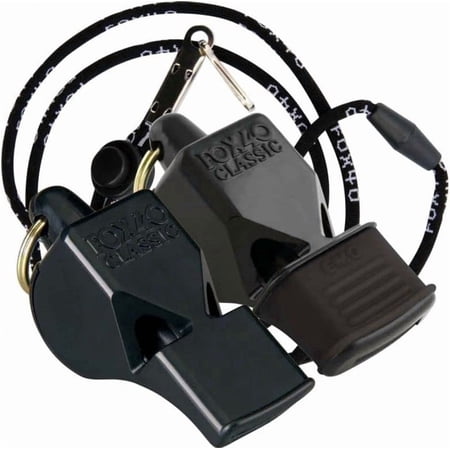 Fox 40 Pealess Whistle 2 Pack/Classic + Classic-CMG With 1 Lanyard Black
