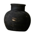 thumbnail image 2 of deevoka Rustic Ceramic Vase Wabi Bud Vase Desktop Display Farmhouse Flower Vase Black 15x15x14cm, 2 of 9