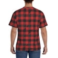 thumbnail image 3 of Vsdgher Red Black Plaid Print Men's Dry Fit Mesh Athletic Shirts Moisture Wicking Tennis T-Shirt Tops, 3 of 9