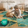 thumbnail image 4 of ODIKA 2'x3' Washable Accent Rug Pet Friendly, Bedside Mat Turquoise Agate Inspired Geometric Block Orange Teal Beige Abstract for Bedroom, Nursery, RV, 4 of 7