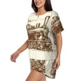 thumbnail image 2 of Kdxio Train Print Pajamas Sets for Women Short-Sleeved Pjs with Lounge Shorts Two Piece Sleepwear S-4XL, 2 of 5