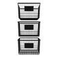 thumbnail image 5 of Oceanstar WBH1903 6.1x9.1x12.1 in Metal Wire Organizer Bin Basket with Card Holder, Black - Set of 3, 5 of 8