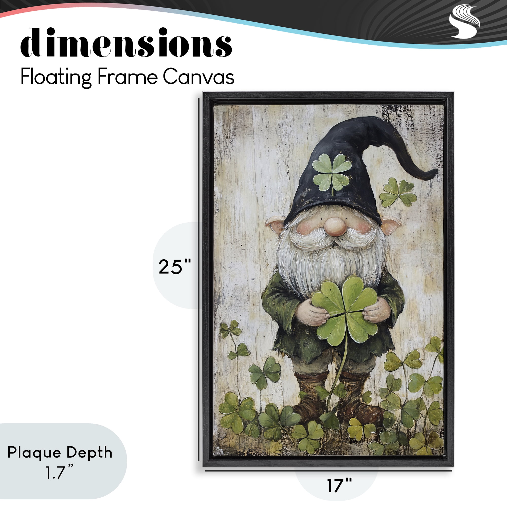 Stupell Industries Cottage Shamrock Gnome Black Framed Floater Canvas Wall Art, design by Tina LeCour